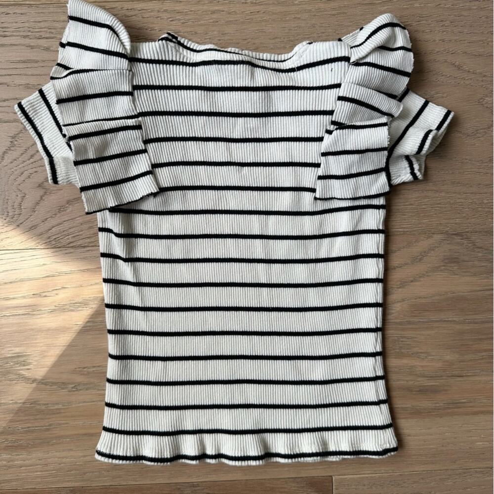 Zara Black and White Ribbed Top 6-7 - Picture 5 of 6